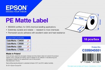 Bild für Kategorie PE Labels matt für EPSON Colorworks C7500 Drucker